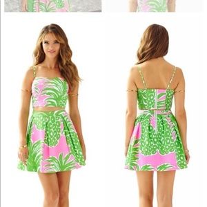 Lilly Pulitzer pink pout flamenco crop top & skirt